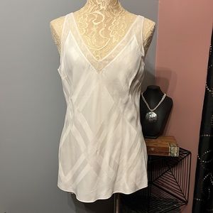 Ted Baker-NWT gorgeous cream flowy tank with a sheer woven edge and v neckline